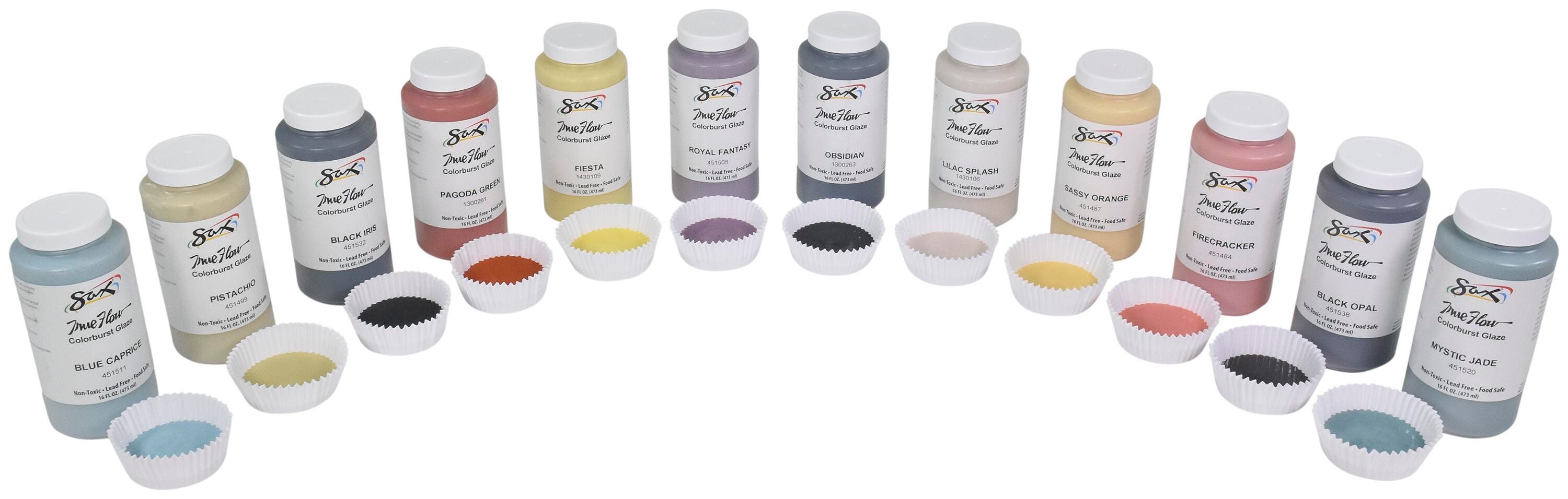 Sax True Flow Colorburst Glazes, Assorted Colors, Set of 12 Pints